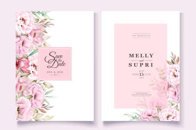 wedding card set with beautiful watercolor floral