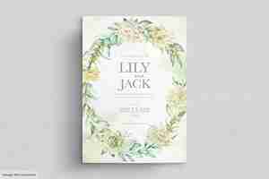 Free vector wedding card set with green floral