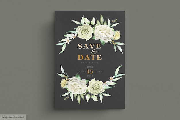 wedding card set with green floral