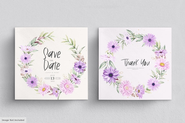 Wedding card set with soft chrysanthemum flower