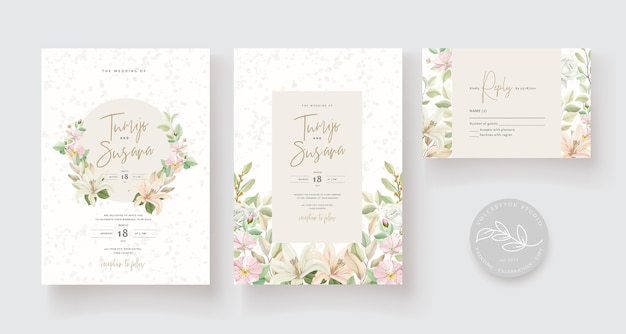 Free vector wedding card template floral design