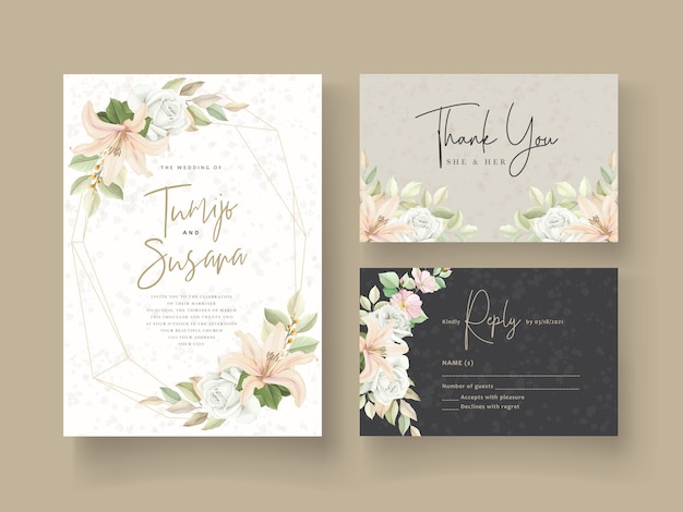 Free vector wedding card template floral design