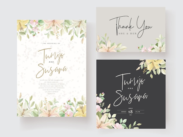 Wedding card template floral design