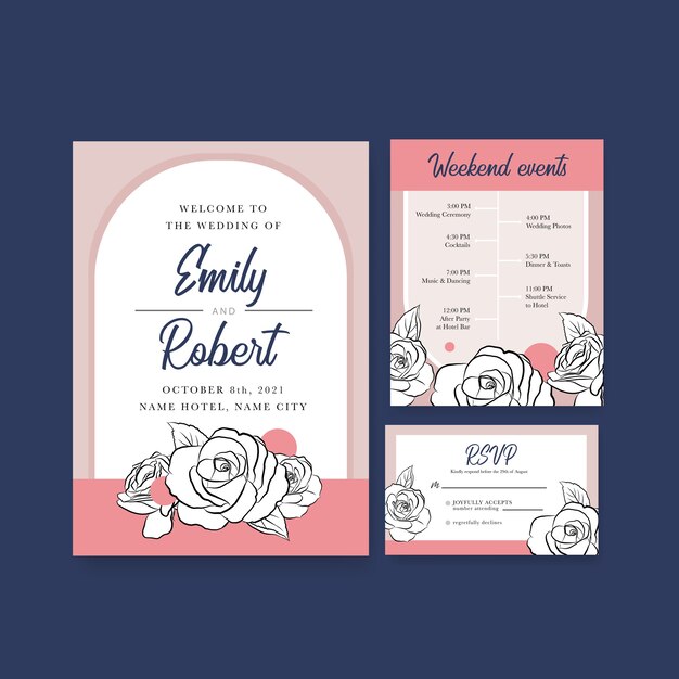 Wedding card template for invitation and marriage