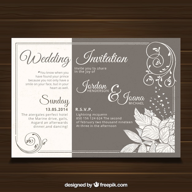 Wedding card template with vintage style