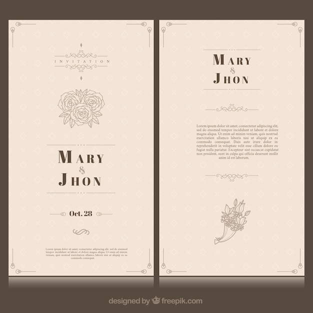 Free vector wedding card in vintage style