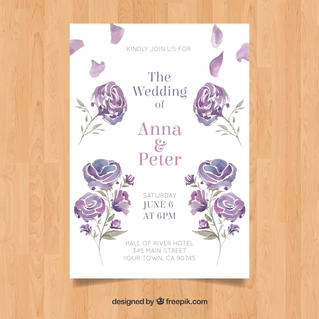 Free vector wedding card watercolor design