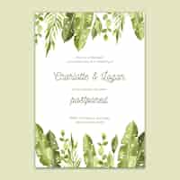 Бесплатное векторное изображение Акварельный дизайн свадебной открытки