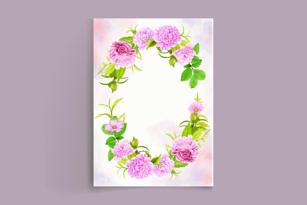 свадебная карточка с красивой розовой и зеленой акварелью цветочной