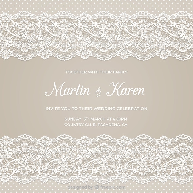 Free vector wedding card with embroidery