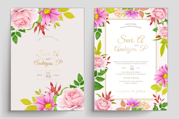 Carta di nozze con decorazione floreale