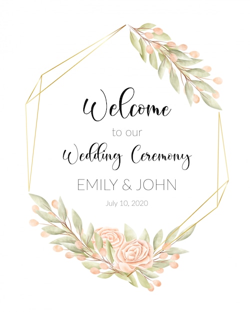 Free vector wedding card with floral frame