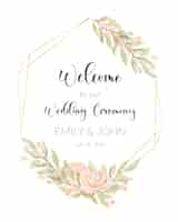 Free vector wedding card with floral frame