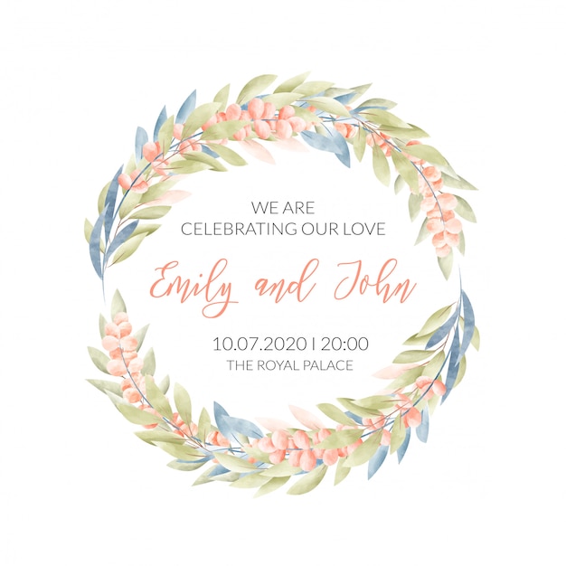 Free vector wedding card with floral frame