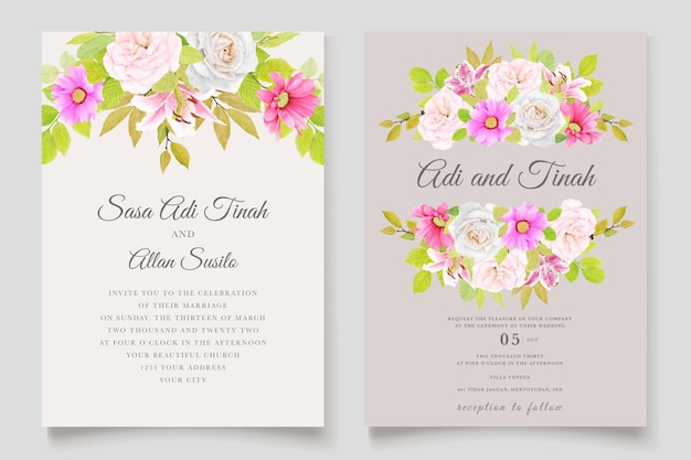 Free vector wedding card with floral ornament