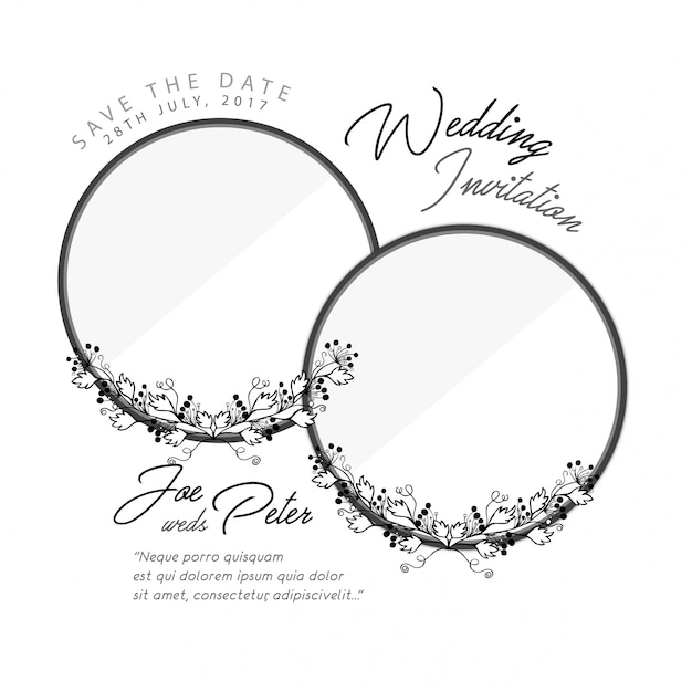 Wedding card with floral rings