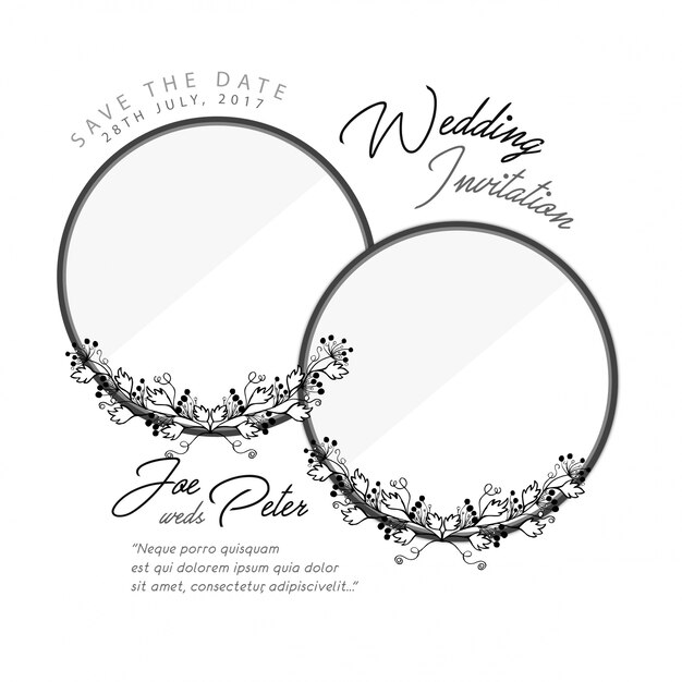 Свадебная открытка с цветочными кольцами