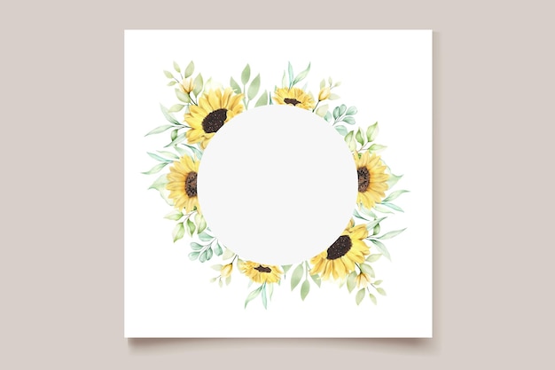 wedding card with hand drawn watercolor sunflower