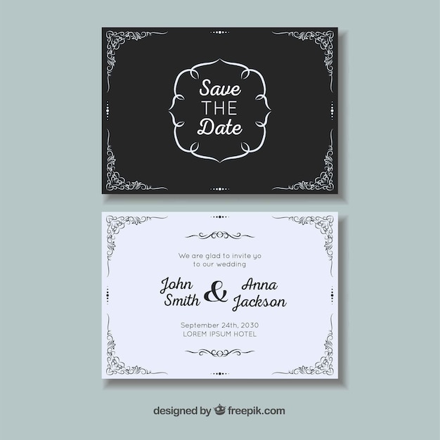 Free vector wedding card with ornaments