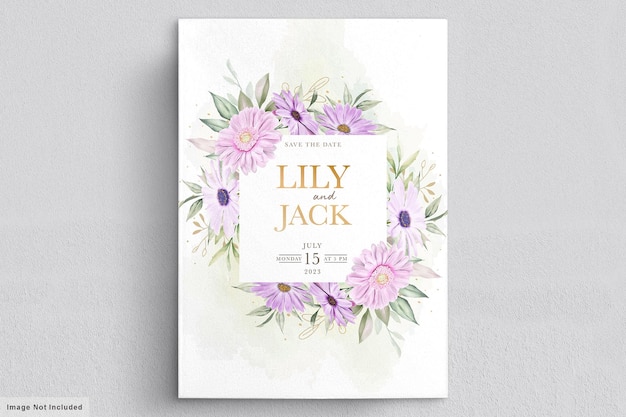 Свадебная открытка с нежным цветком хризантемы