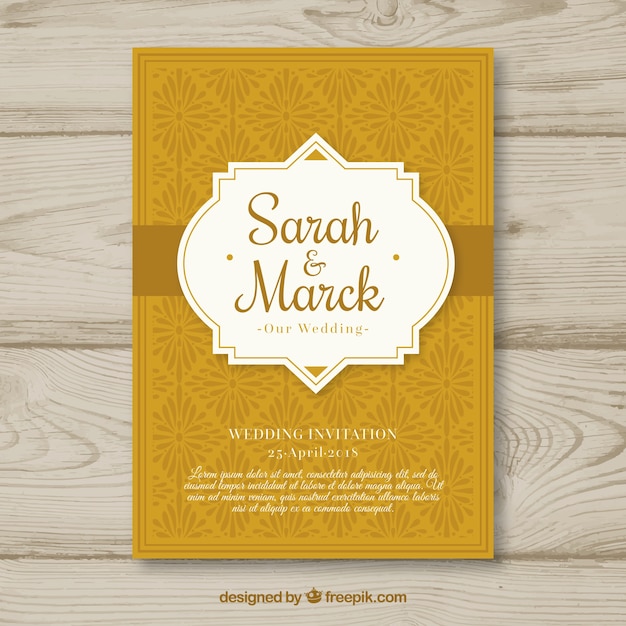 Free vector wedding card with vintage style