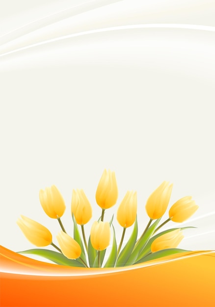 Free vector wedding card with yellow tulips on a light background. i