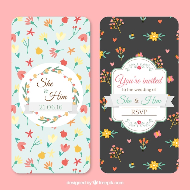 Wedding cards with floral details