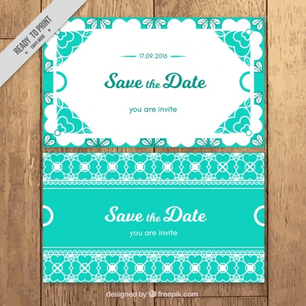 Wedding cards with ornamental shapes