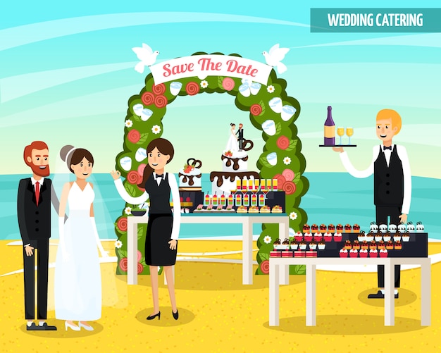 Free vector wedding catering orthogonal flat composition