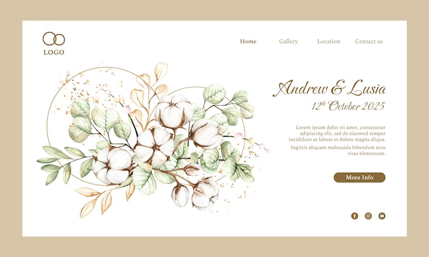 Free vector wedding celebbration landing page template