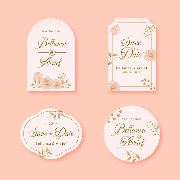 Free vector wedding ceremony labels collection