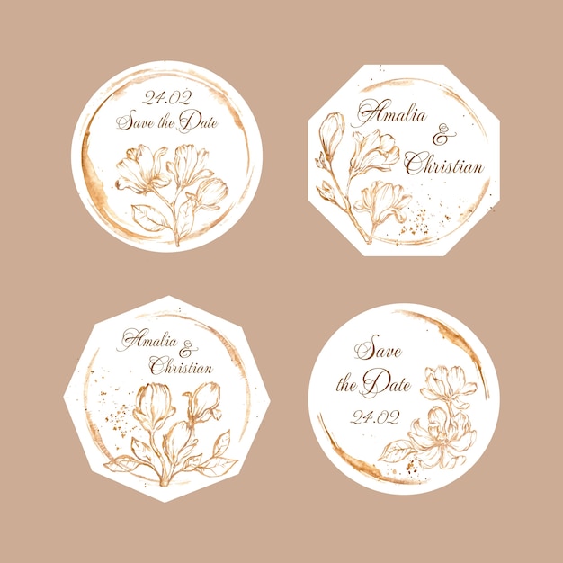 Free vector wedding ceremony labels collection