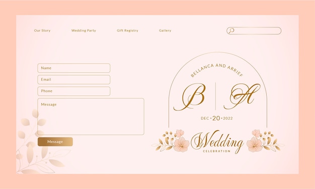 Wedding ceremony landing page template