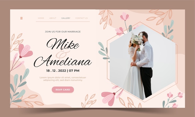 Free vector wedding ceremony landing page template