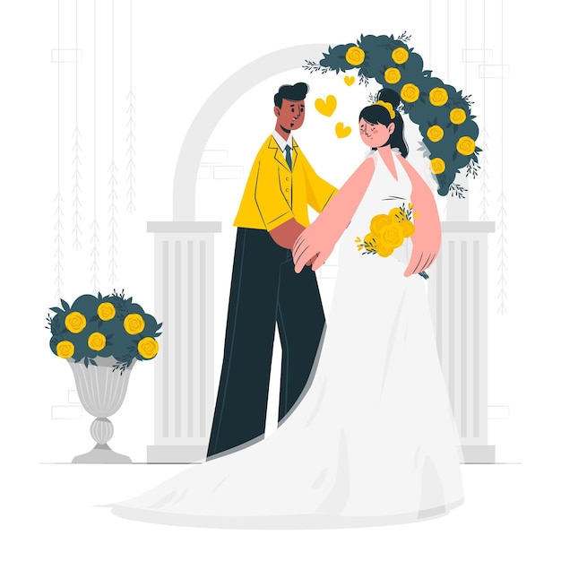 Vettore gratuito illustrazione del concetto di matrimonio