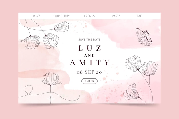 Free vector wedding concept landing page