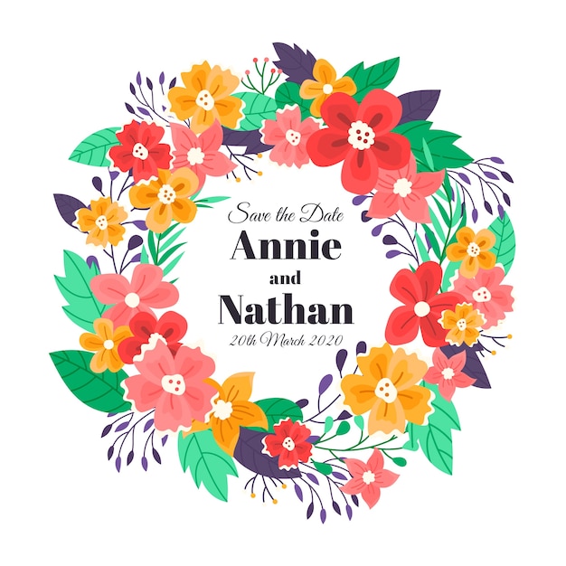 Free vector wedding concept with wreath