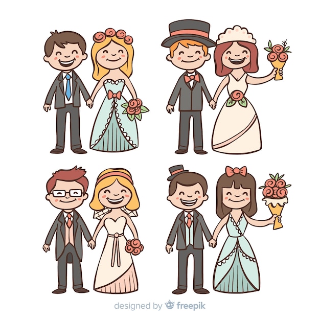 結婚式のカップルのキャラクターコレクション