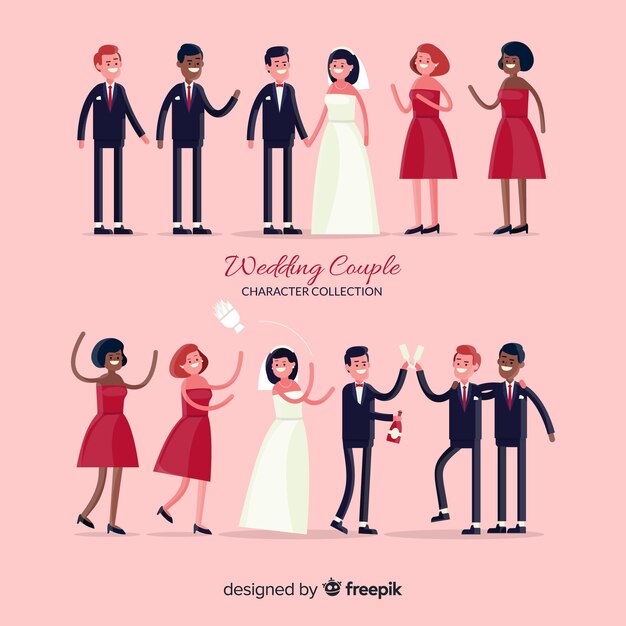 結婚式のカップルのキャラクターコレクション