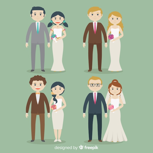 結婚式のカップルのキャラクターコレクション