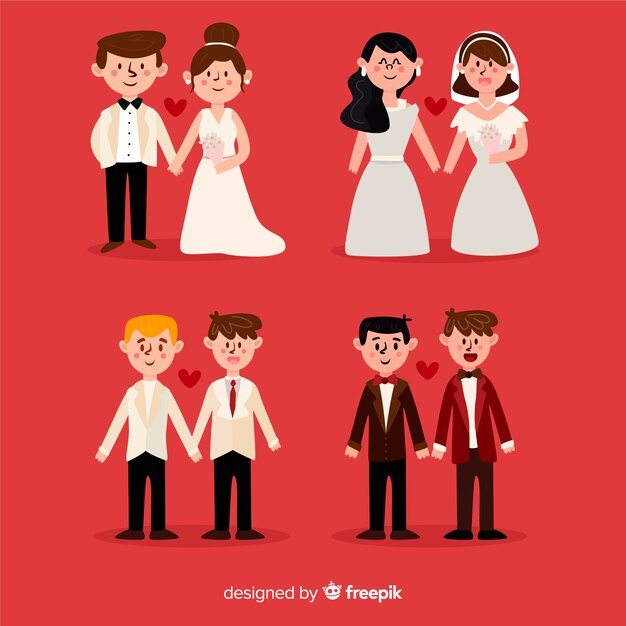 結婚式のカップルのキャラクターコレクション