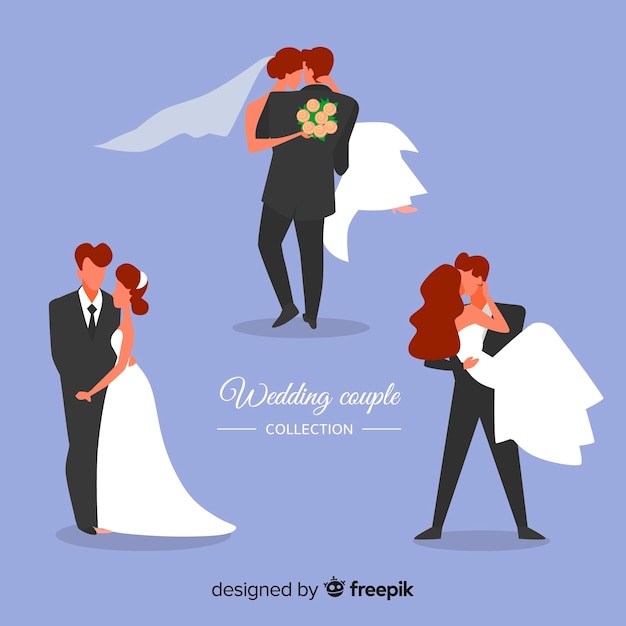 Free vector wedding couple character collection