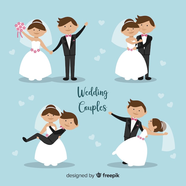 Wedding Couple Character Collection Free Vector Download
