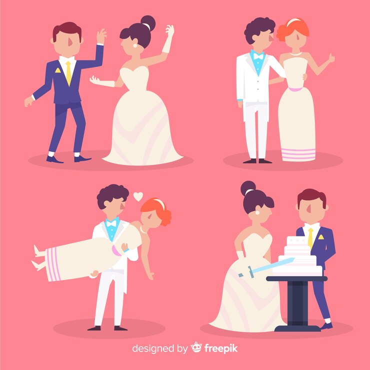 免費 Vector 婚禮情侶角色系列