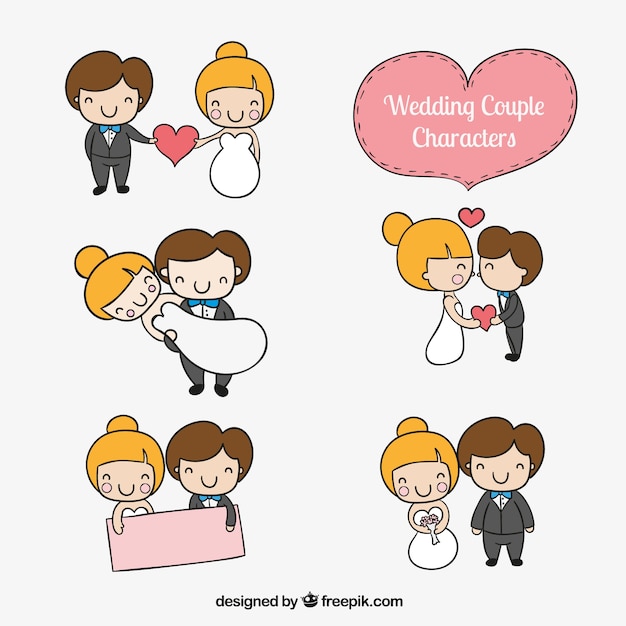 Free vector wedding couple characters