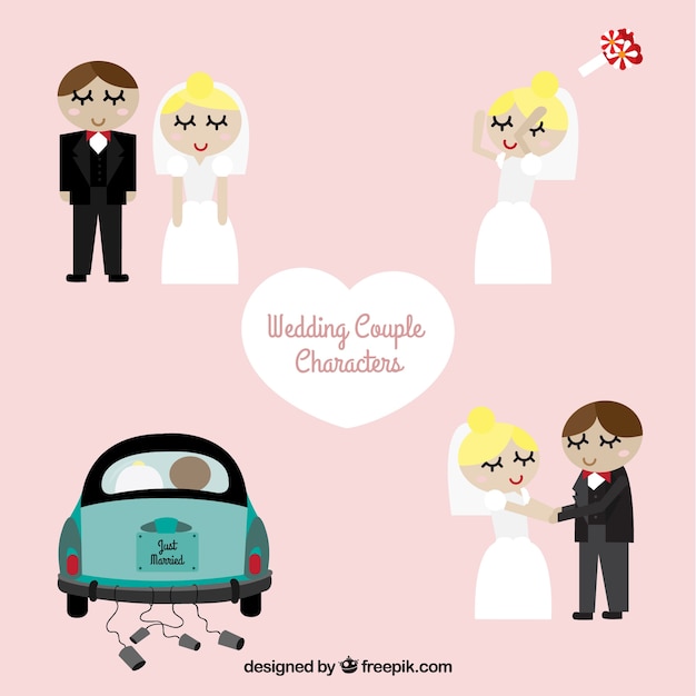 Free vector wedding couple characters