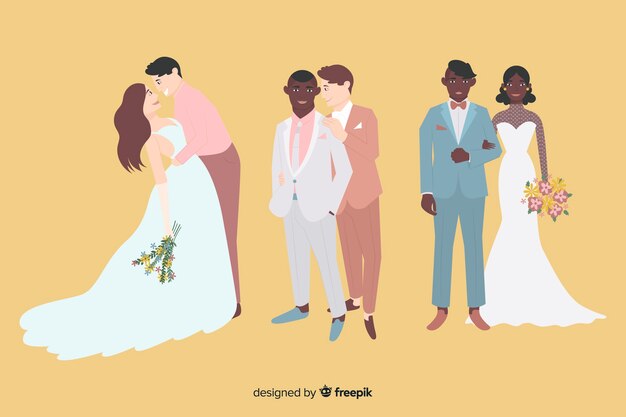 wedding couple collection in flat design