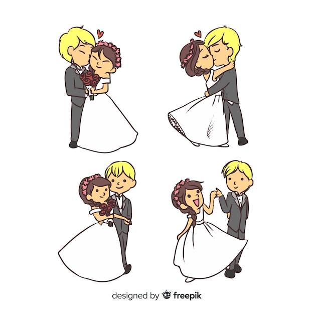 Free vector wedding couple collection