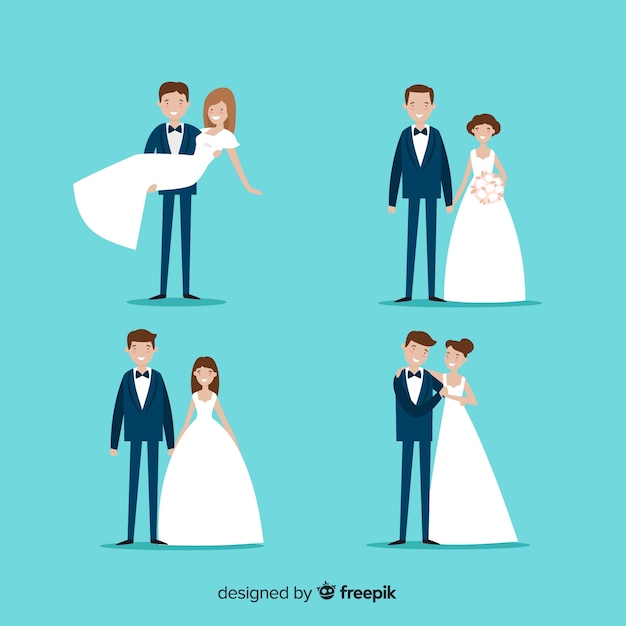 Free vector wedding couple collection