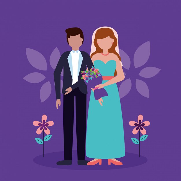 wedding couple in flat style